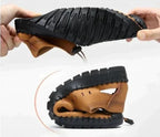 MEN'S GENUINE LEATHER CASUAL SLIDE BEACH BROWN SANDALS