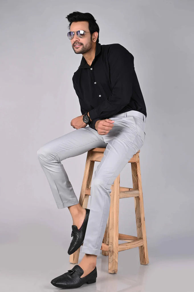 High Stretch Men's Classic Pant For Men (LIGHT GREY)